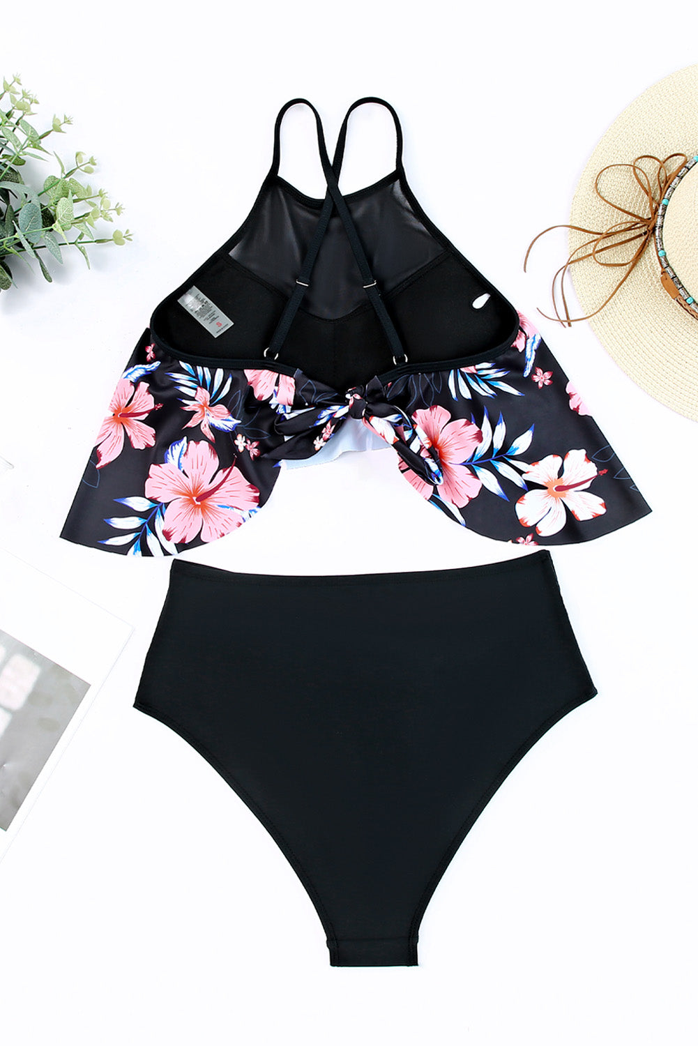 Mesh Floral Splicing Bikini