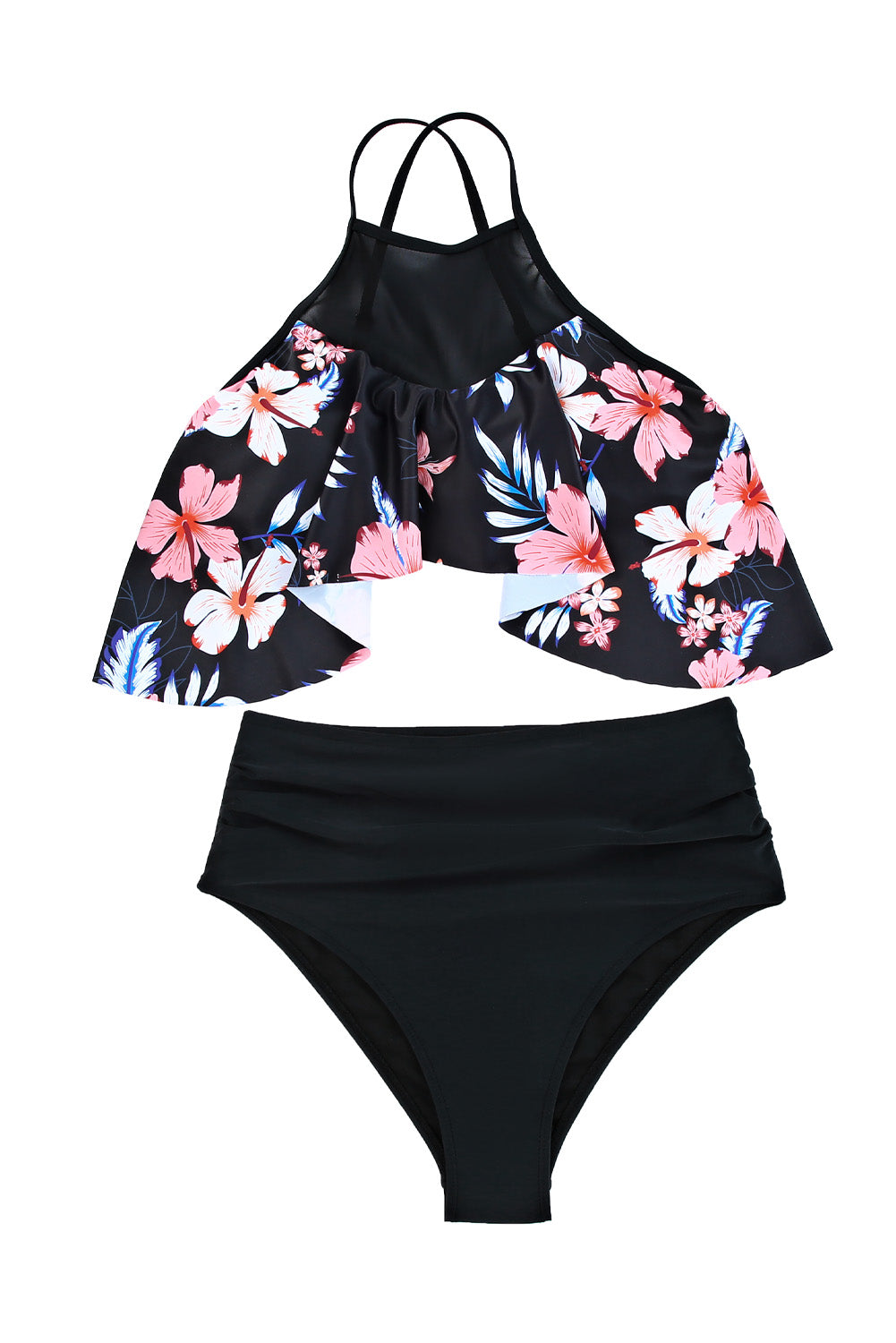 Mesh Floral Splicing Bikini